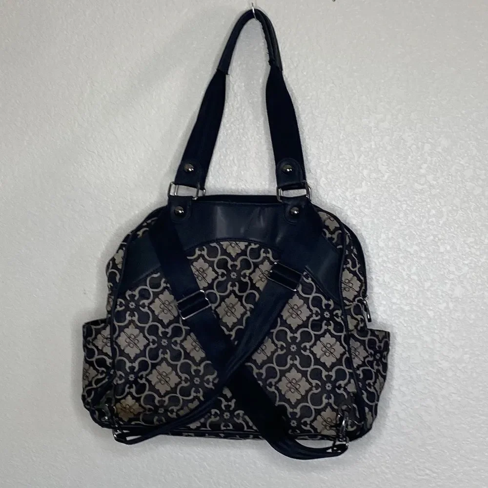 Petunia Pickle Bottom Black/Gray Printed Diaper Bag/Backpack OS
